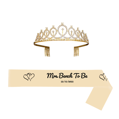 Custom Sash and Tiara Set Personalized Pattern Sash Rhinestone Crowns Party Decorations Kit for Women