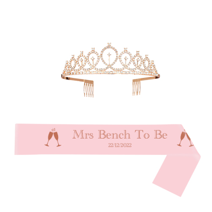 Custom Sash and Tiara Set Personalized Pattern Sash Rhinestone Crowns Party Decorations Kit for Women