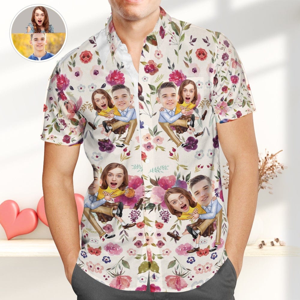 Custom Hawaiian Shirts With Face Custom Hawaiian Shirt Valentine's Day Gift