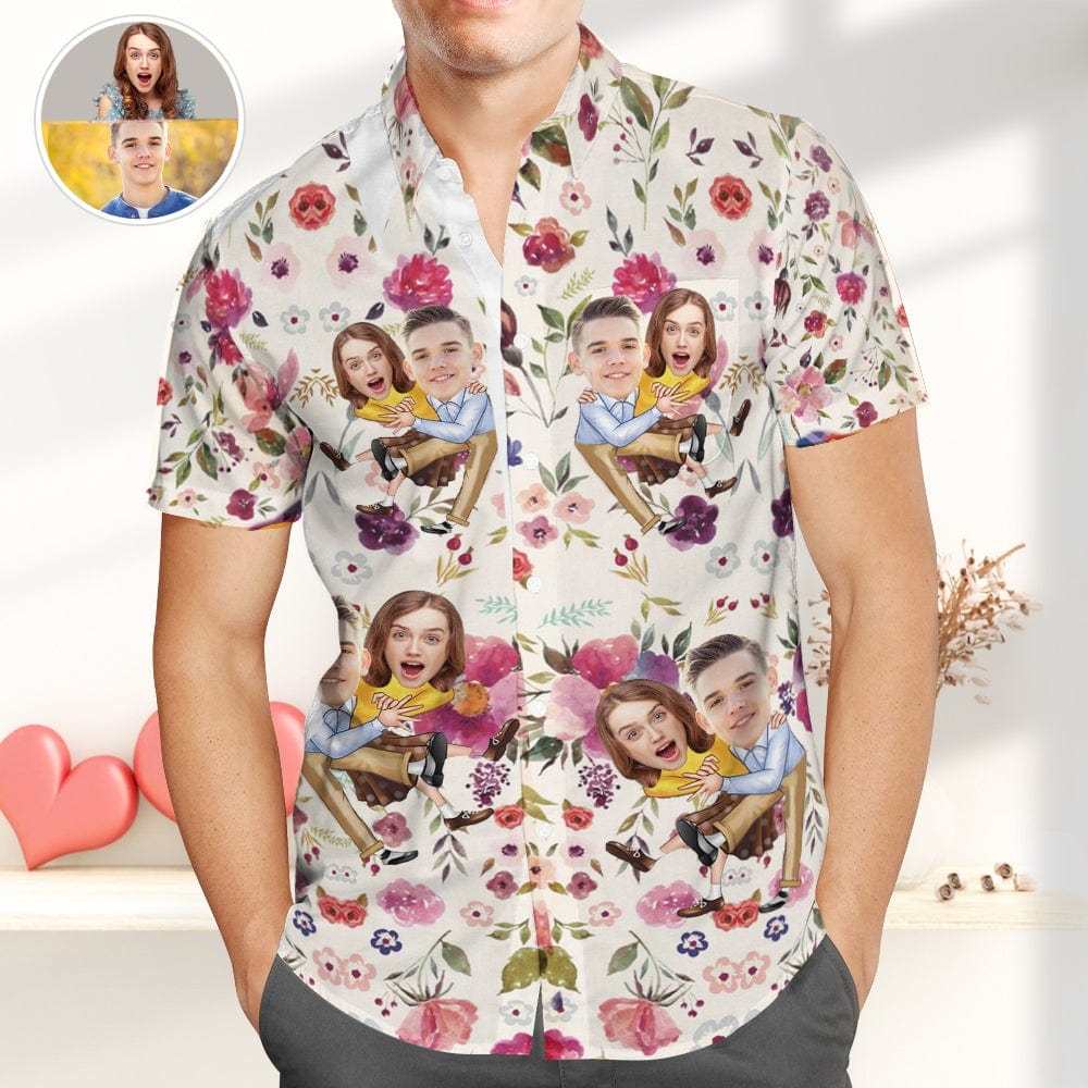 Custom Hawaiian Shirts With Face Custom Hawaiian Shirt Valentine's Day Gift