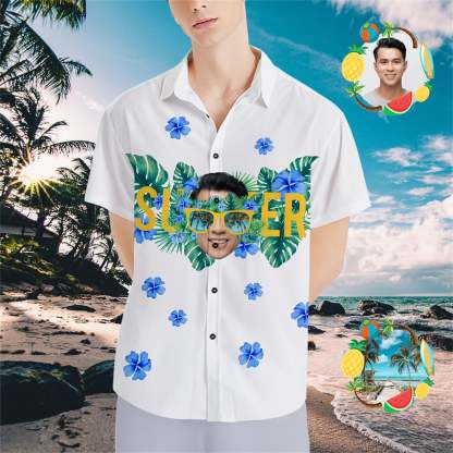 Custom Face Hawaiian Shirts Personalized Photo Glasses Vision Hawaiian Shirts