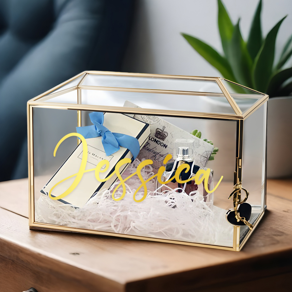Personalized Engraved Glass Wedding Keepsake Box