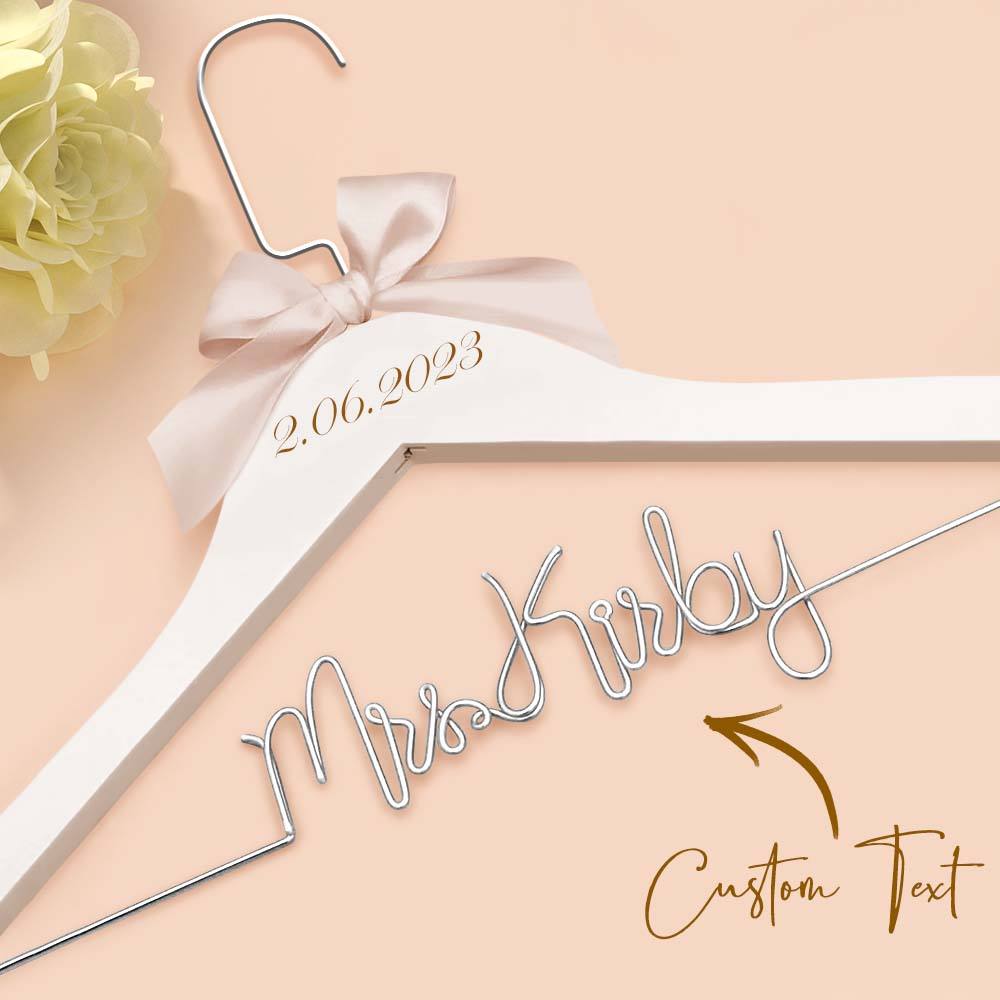 Customizable Text Name Date Bow Wedding Dress Hanger Gift for Weddings