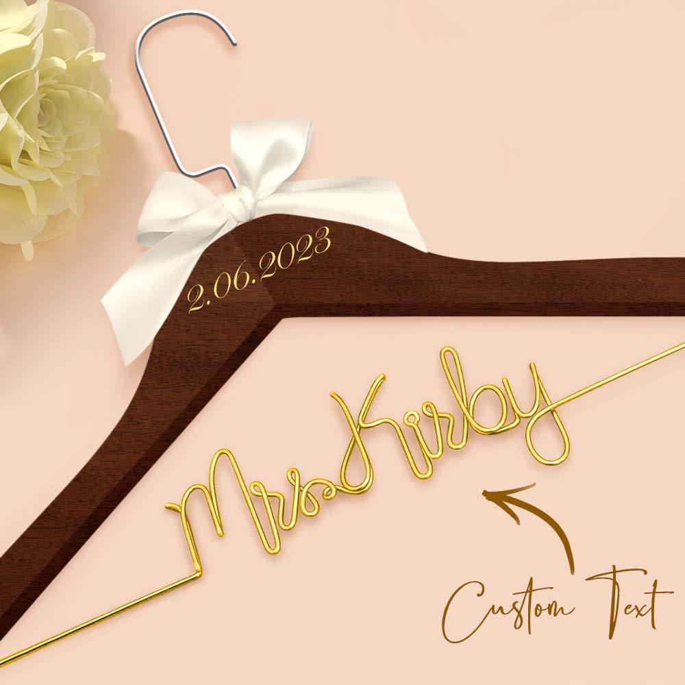 Customizable Text Name Date Bow Wedding Dress Hanger Gift for Weddings