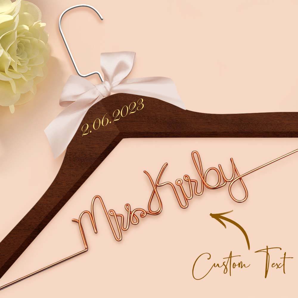 Customizable Text Name Date Bow Wedding Dress Hanger Gift for Weddings