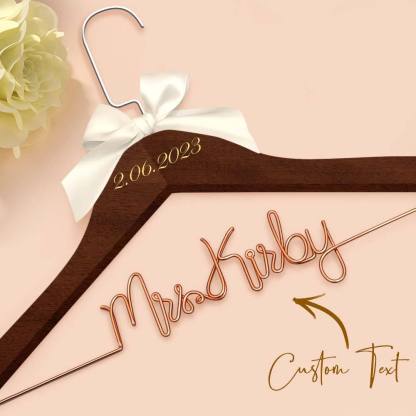Customizable Text Name Date Bow Wedding Dress Hanger Gift for Weddings