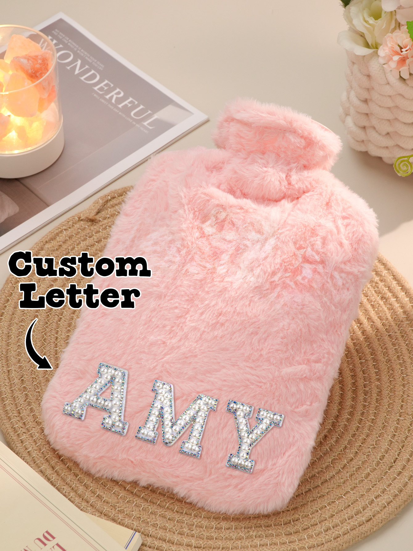 Personalized Hot Water Bottle with Initial Hot Compress and Cold Therapy Hot Water Bag for Winter Gifts