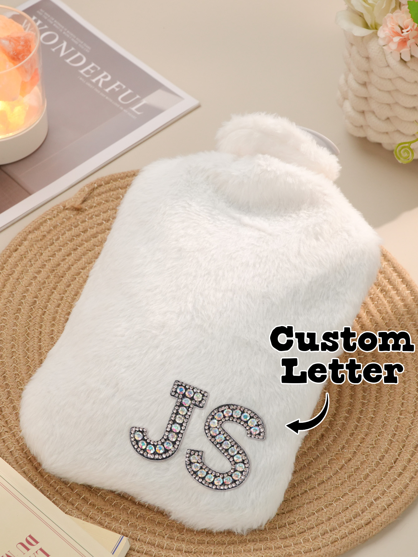 Personalized Hot Water Bottle with Initial Hot Compress and Cold Therapy Hot Water Bag for Winter Gifts