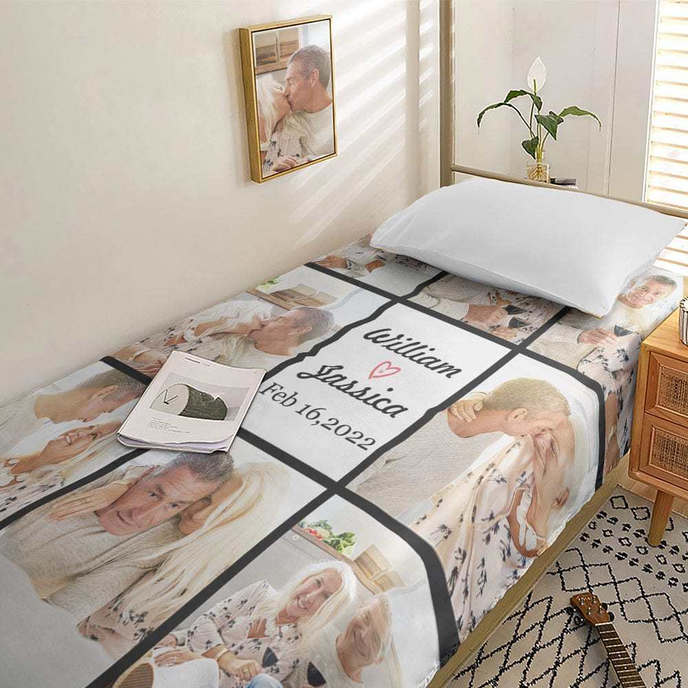 Personalized Photo Collage Bedding Custom Bedding Duvet Cover Single Bed Sheet Gifts