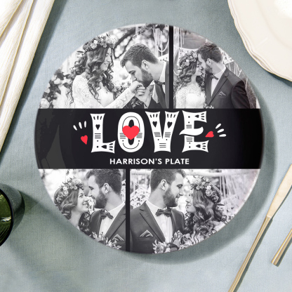 Personalized Custom Name Picture Dessert Plate LOVE Decorative Photo Dinner Plate