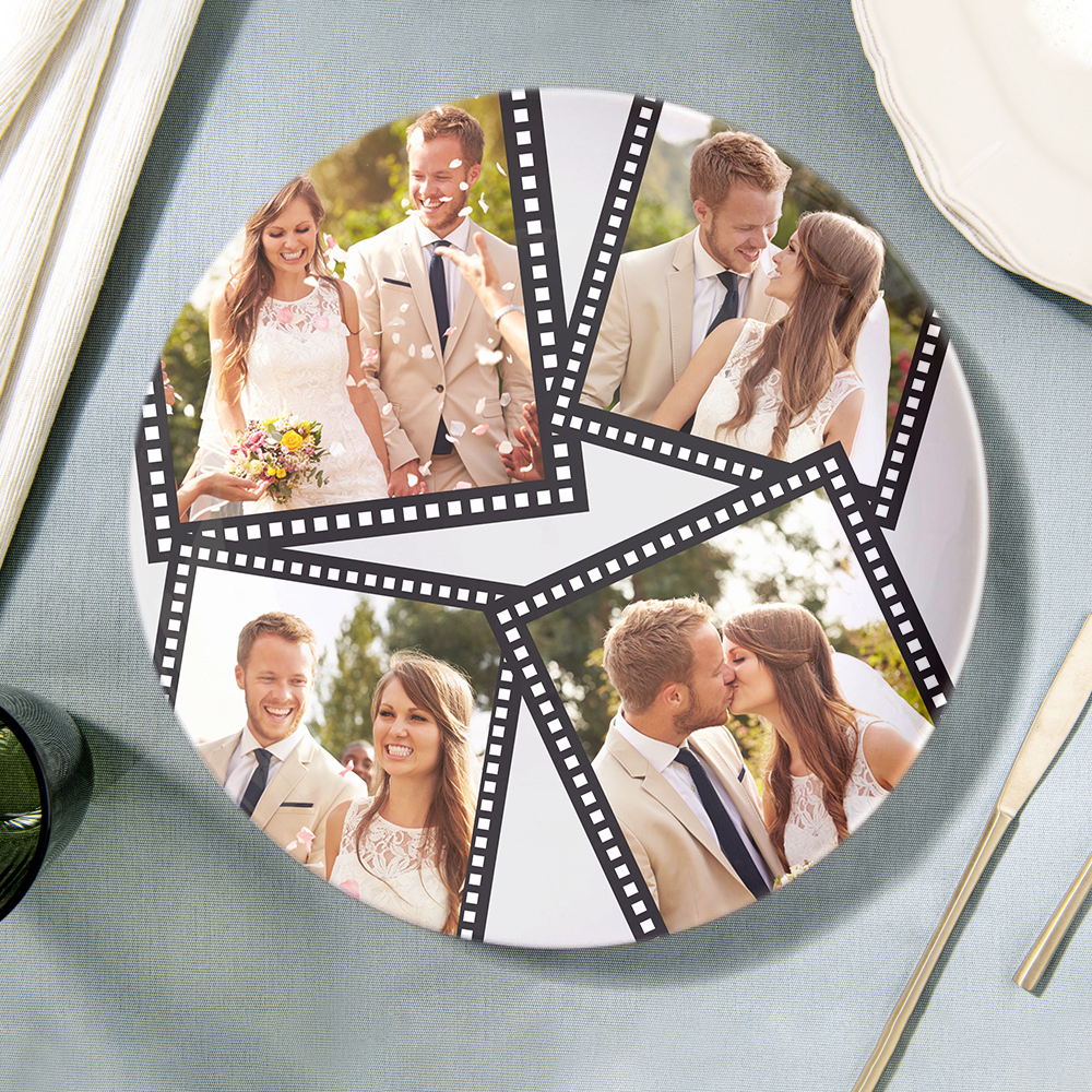 Customized 4 Pictures Ceramic Plates Decorative Wedding Dinner Plate