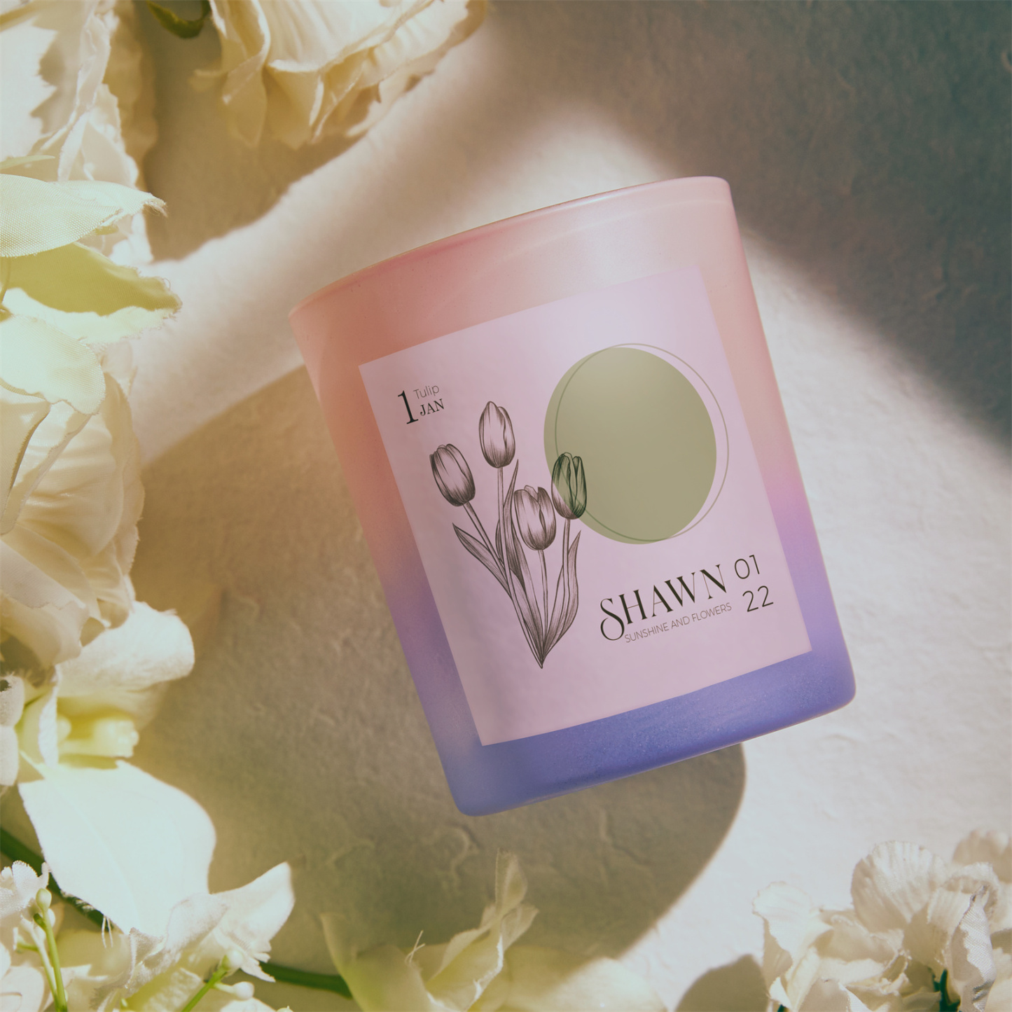 Personalized Hexagon Month Flower Scented Candle for Wedding Decor