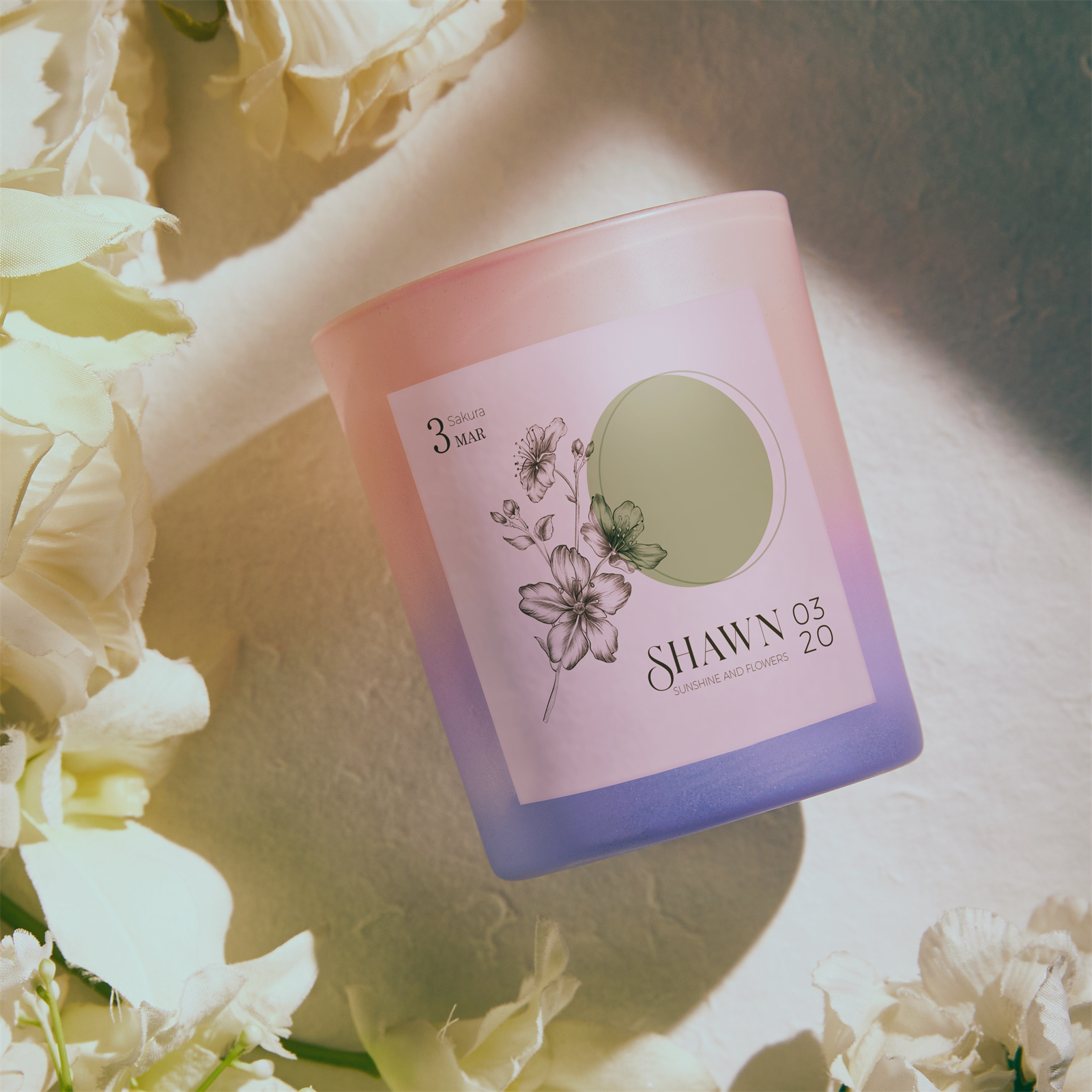 Personalized Hexagon Month Flower Scented Candle for Wedding Decor