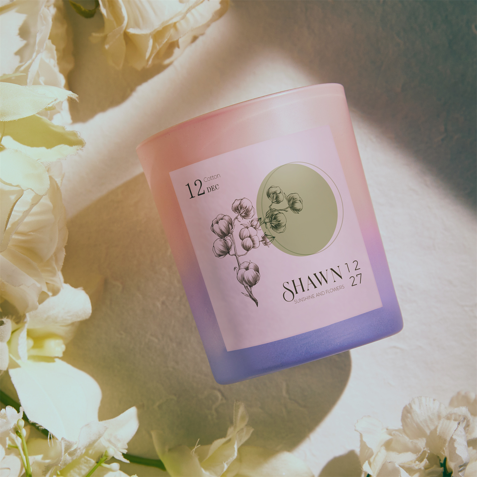 Personalized Hexagon Month Flower Scented Candle for Wedding Decor