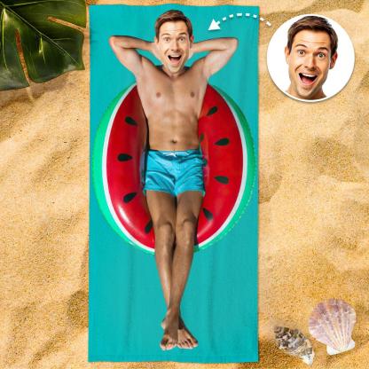 Custom Photo Face Beach Towel Face Towel With Your Dream Body Best Friend Gift 80*160cm
