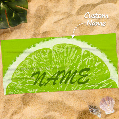 Personalized Name Orange Fruit Printed Beach Towel