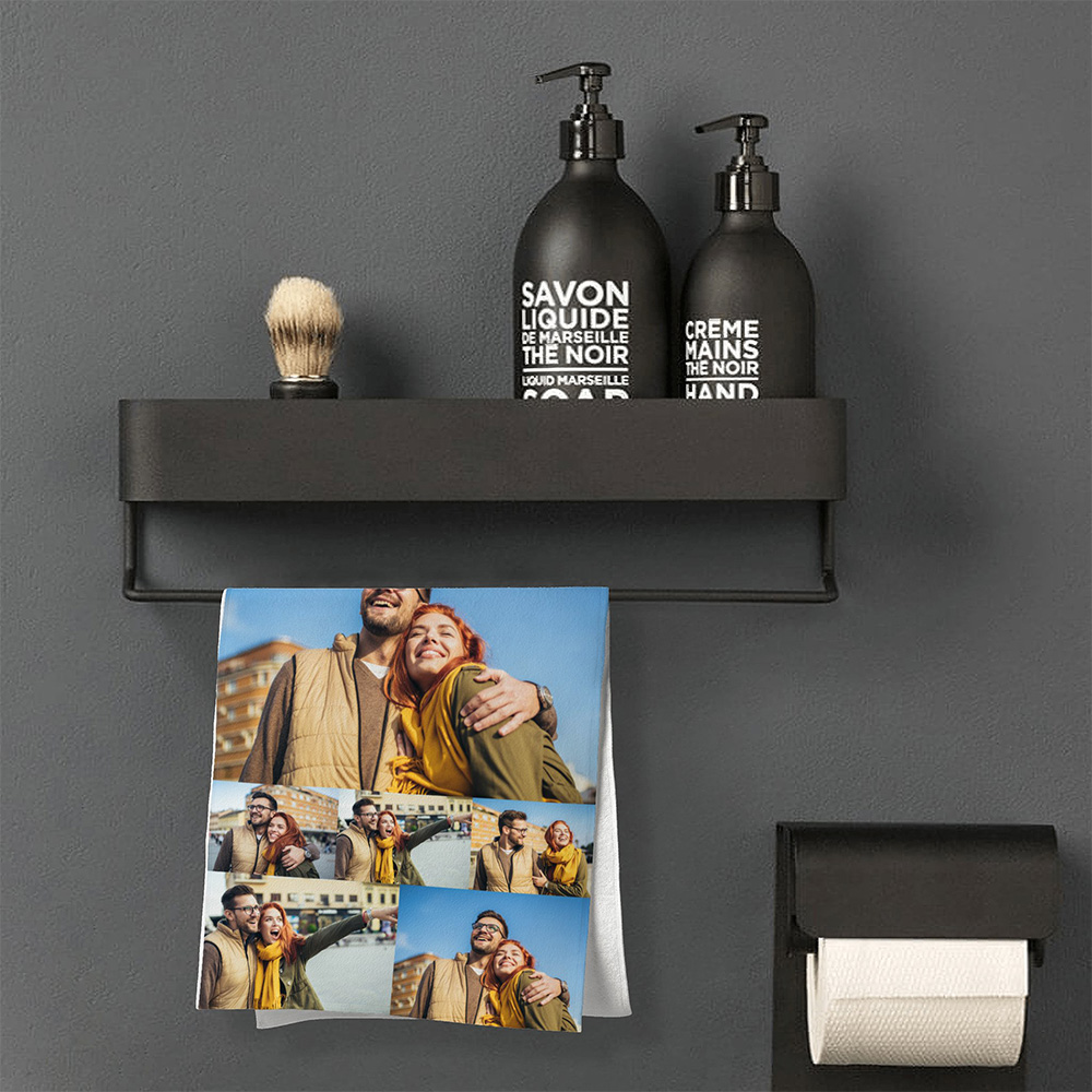 Personalized Collage Photo Towel with 4 Pictures