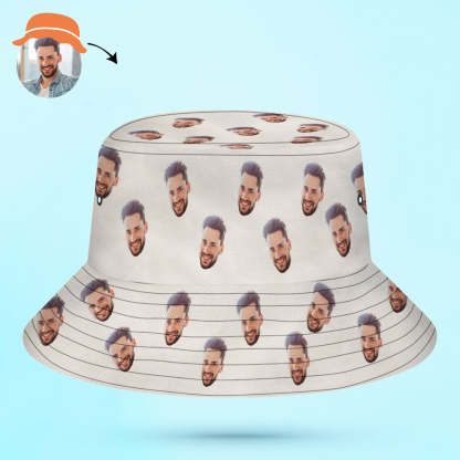 Custom Your Photo Face Summer Bucket Hat Fisherman Hat - White