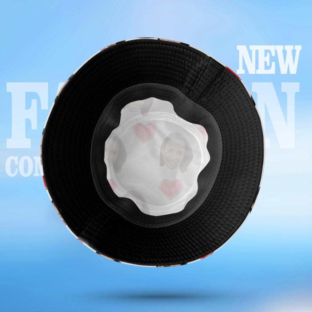 Custom Bucket Hat Personalized 2 Face Heart Print Summer Unisex Fisherman Hat