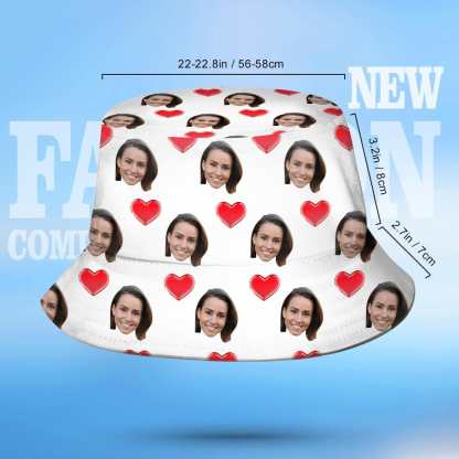 Custom Bucket Hat Personalized 2 Face Heart Print Summer Unisex Fisherman Hat