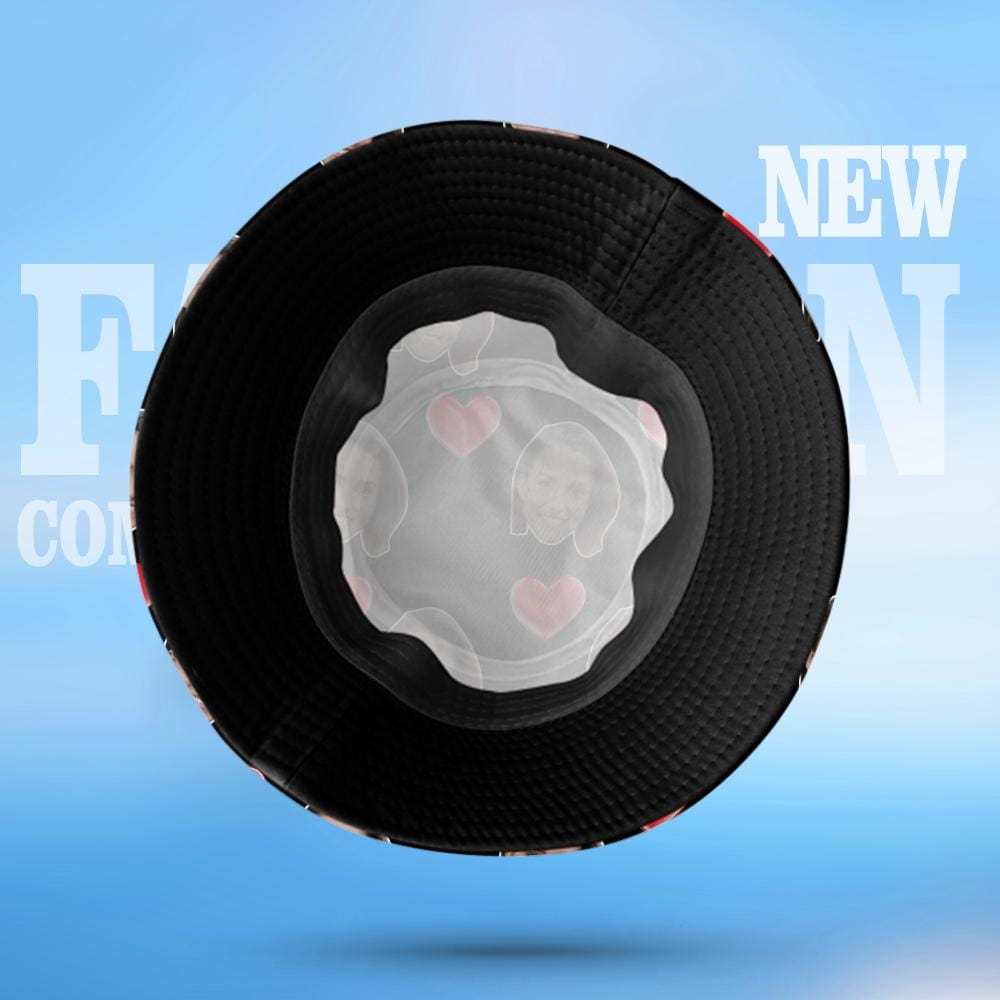 Custom Bucket Hat Personalized 2 Face Heart Print Summer Unisex Fisherman Hat