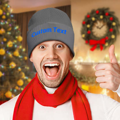 Custom Text Knitted Hat Unisex Beanie Hat Winter Warm Cap for Adult