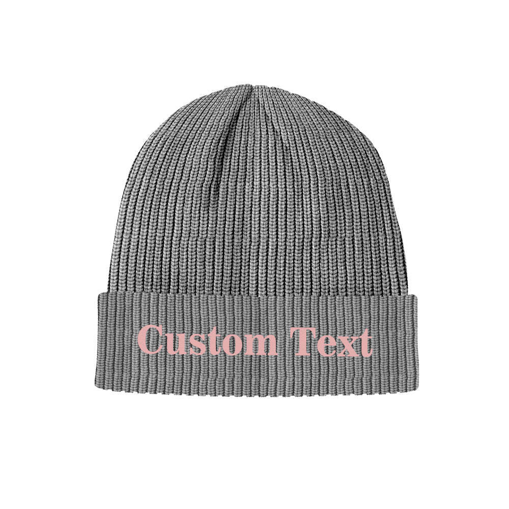 Custom Text Knitted Hat Unisex Beanie Hat Winter Warm Cap for Adult