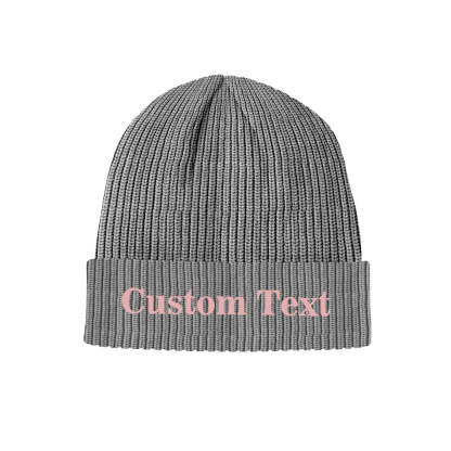 Custom Text Knitted Hat Unisex Beanie Hat Winter Warm Cap for Adult