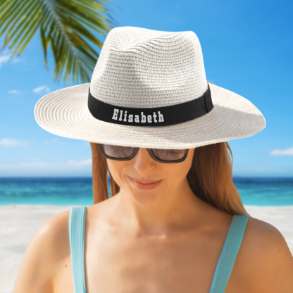 Personalized Straw Fedora Hat Custom Beach Hat Gift for Bridesmaid Friends Family Bachelorette Party