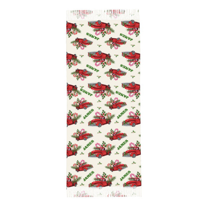 Personalised Christmas Scarf Custom Name Fringe Scarf