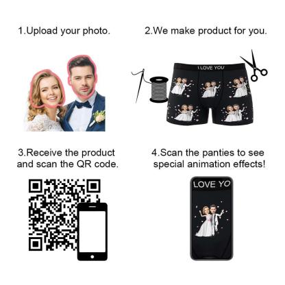 Custom Photo Boxer Double Wedding Underwear Men's Underwear Gift For Boyfriend AR View