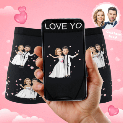 Custom Photo Boxer Double Wedding Underwear Men's Underwear Gift For Boyfriend AR View