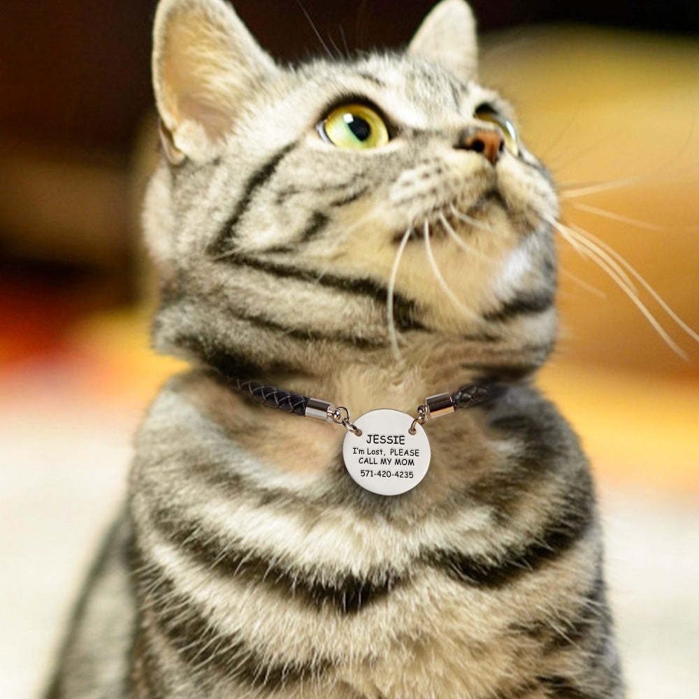 Personalized Collar Engraved Metal Pendant Leather Pet Collar Lovely Pet Gift for Pet Lovers