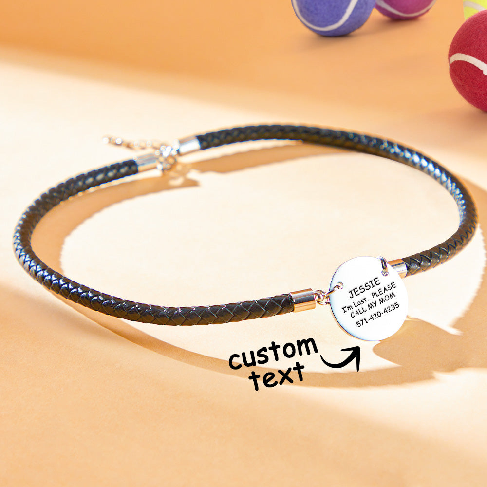 Personalized Collar Engraved Metal Pendant Leather Pet Collar Lovely Pet Gift for Pet Lovers