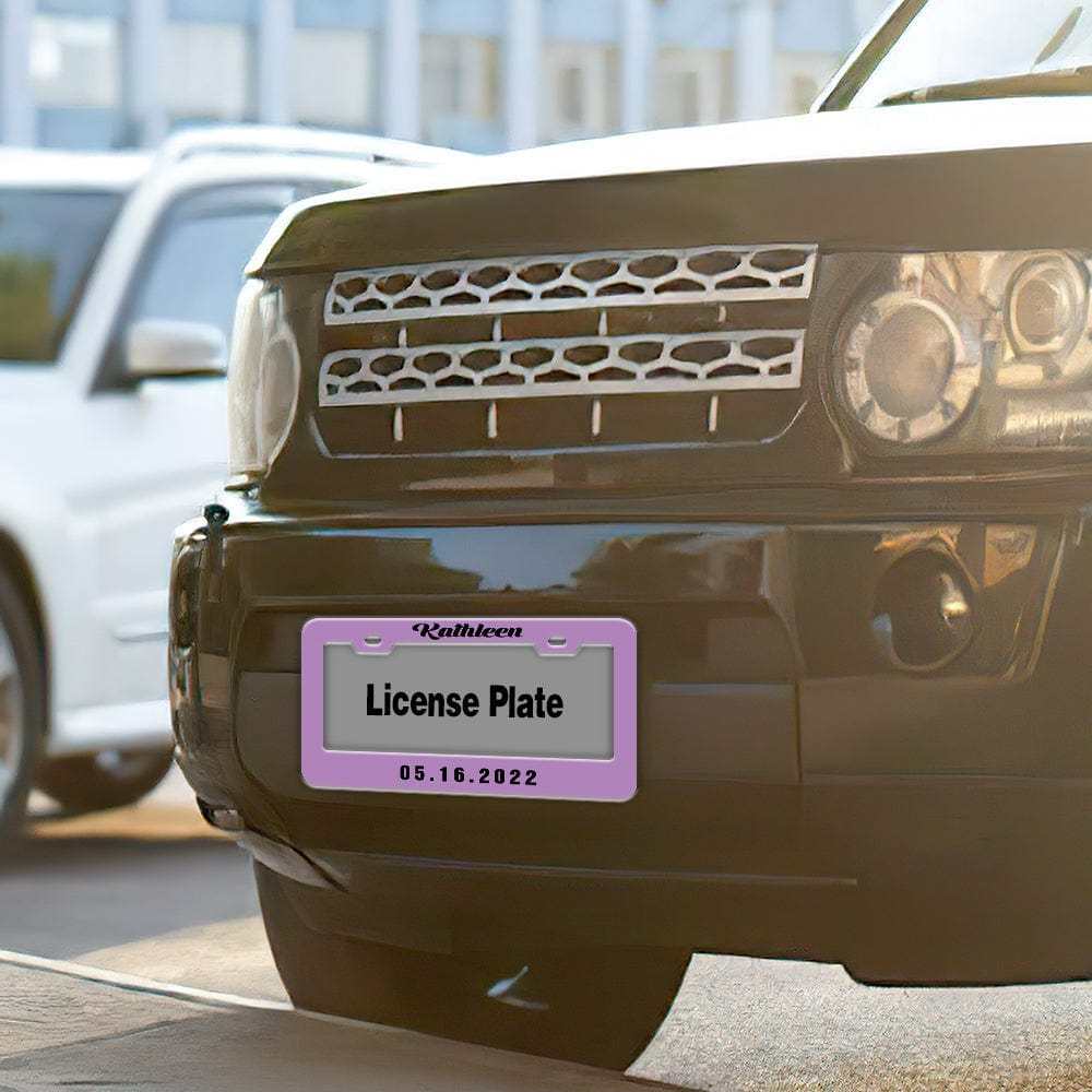 Pair of Universal Custom License Plate Frames Custom Name and Date License Plate Frames