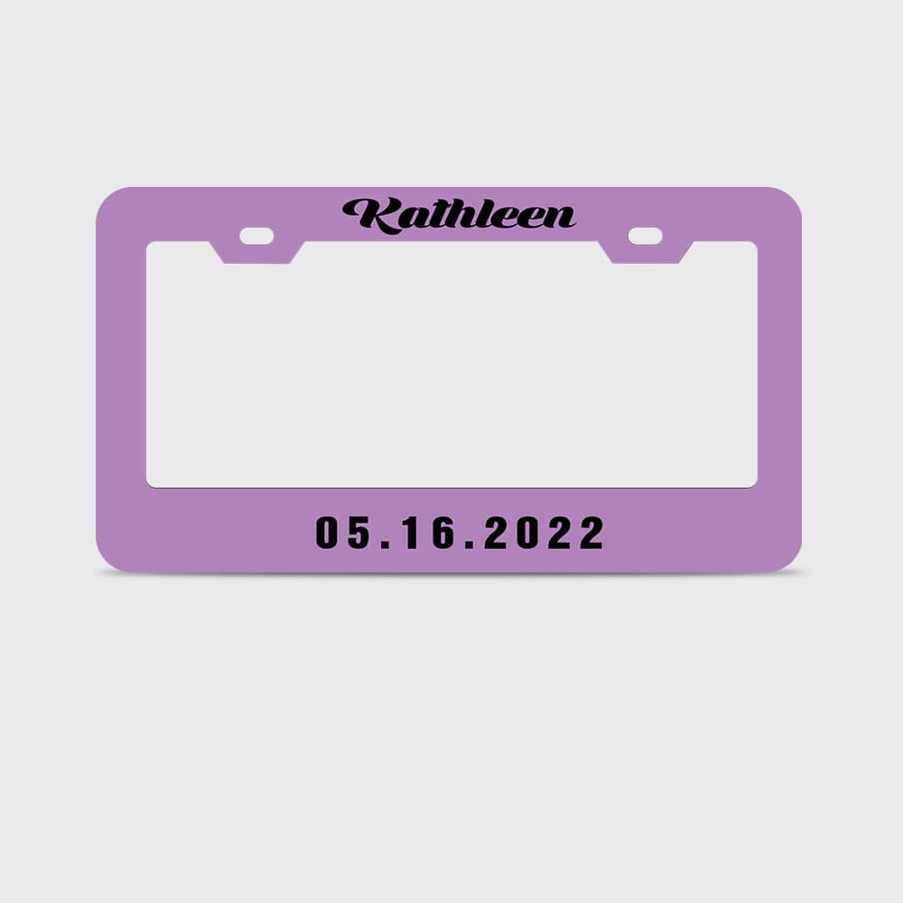 Pair of Universal Custom License Plate Frames Custom Name and Date License Plate Frames