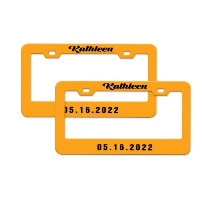 Pair of Universal Custom License Plate Frames Custom Name and Date License Plate Frames