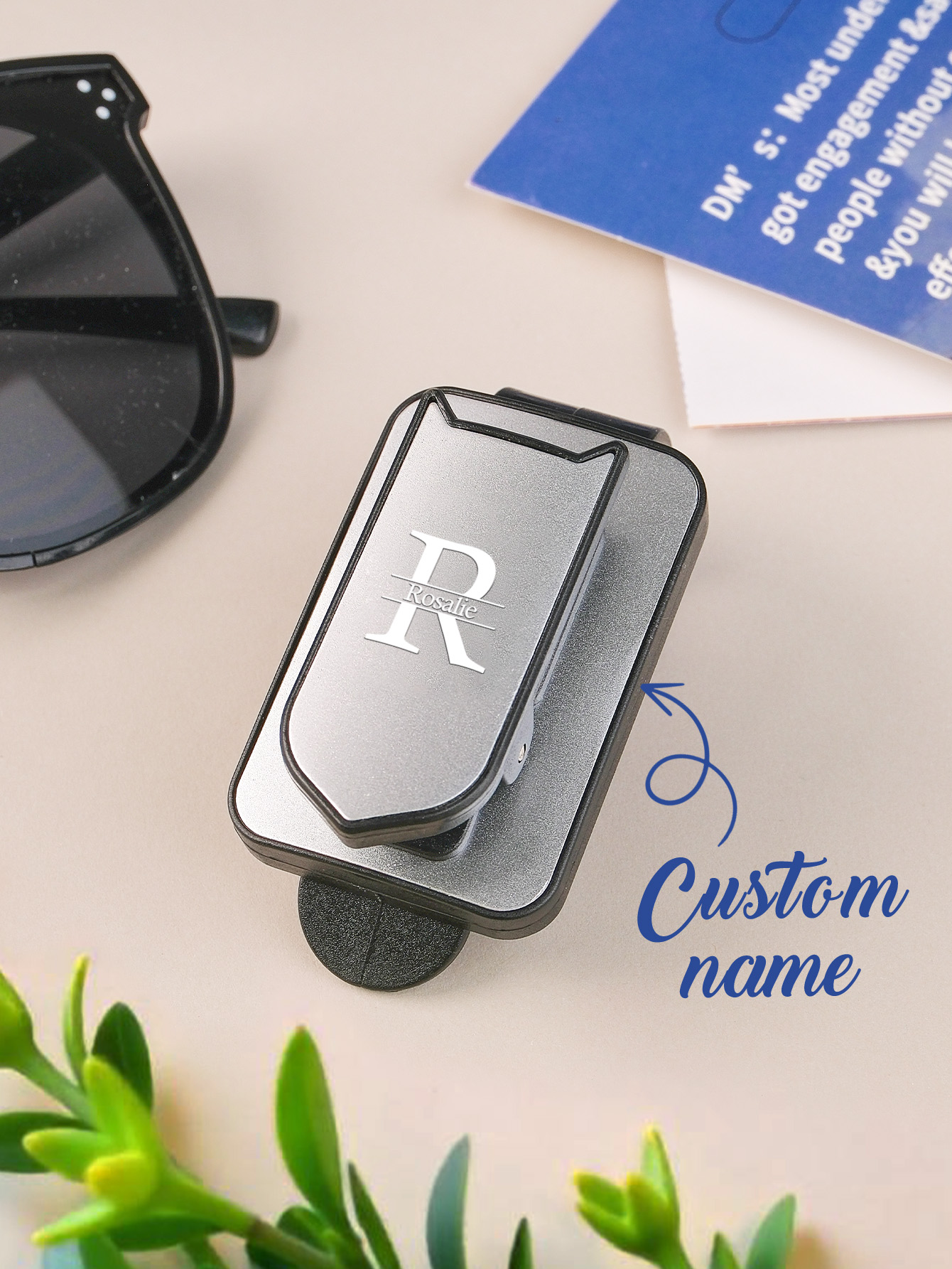 Personalized Name Car Sunglasses Holder Car Sun Visor Clip Birthday Gift for Friend Family