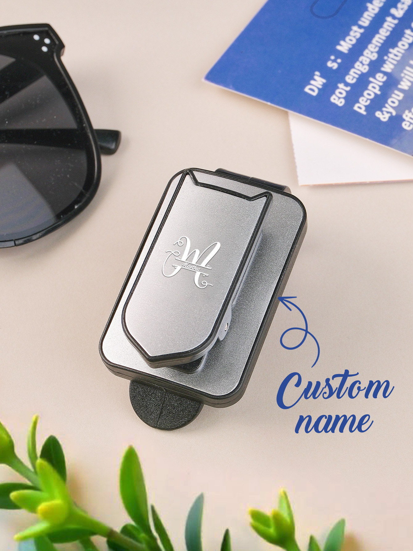 Personalized Name Car Sunglasses Holder Car Sun Visor Clip Birthday Gift for Friend Family