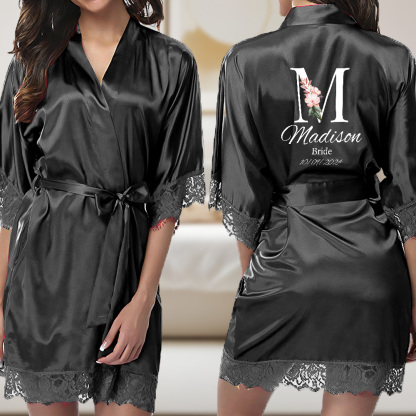 Personalized Bridesmaid Bride Robe Floral Bridal Robe Gift for Bridesmaid Bride