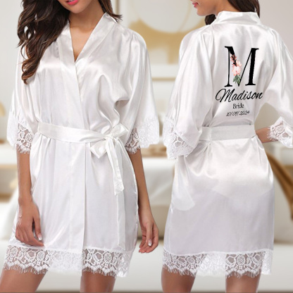 Personalized Bridesmaid Bride Robe Floral Bridal Robe Gift for Bridesmaid Bride