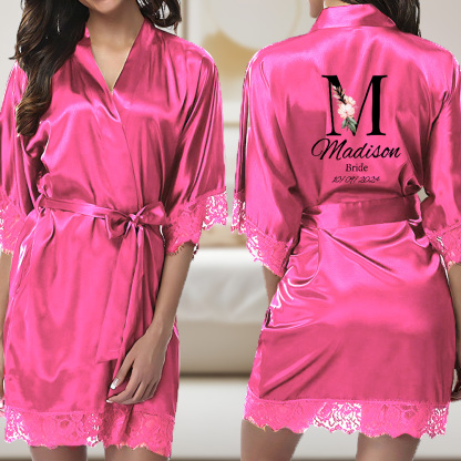 Personalized Bridesmaid Bride Robe Floral Bridal Robe Gift for Bridesmaid Bride