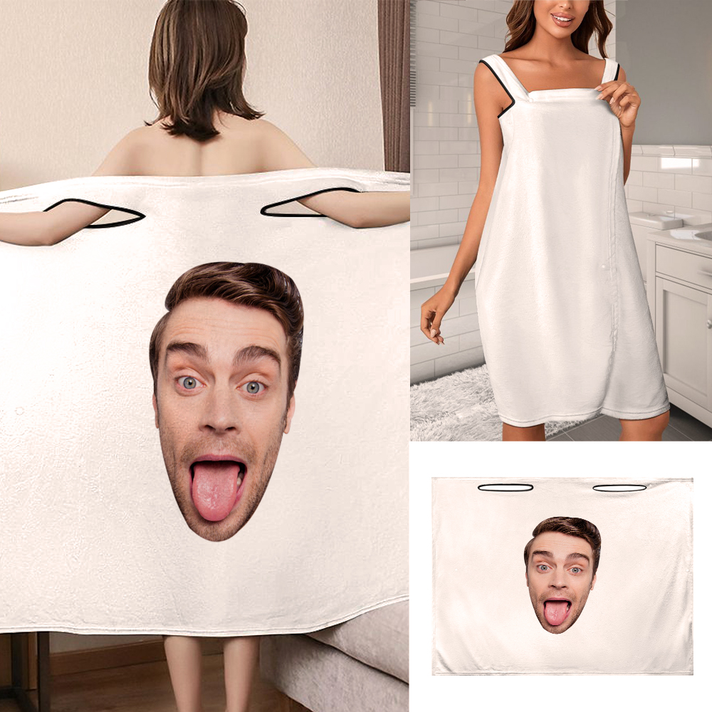 Custom Face Wrap Towel Dress Personalized Bathrobe Bath Towel