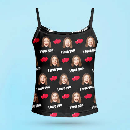 Custom Sleepwear Set With Face Customized Photo Pajamas Gifts for Her Heart & I love you