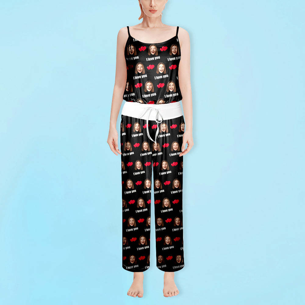 Custom Sleepwear Set With Face Customized Photo Pajamas Gifts for Her Heart & I love you