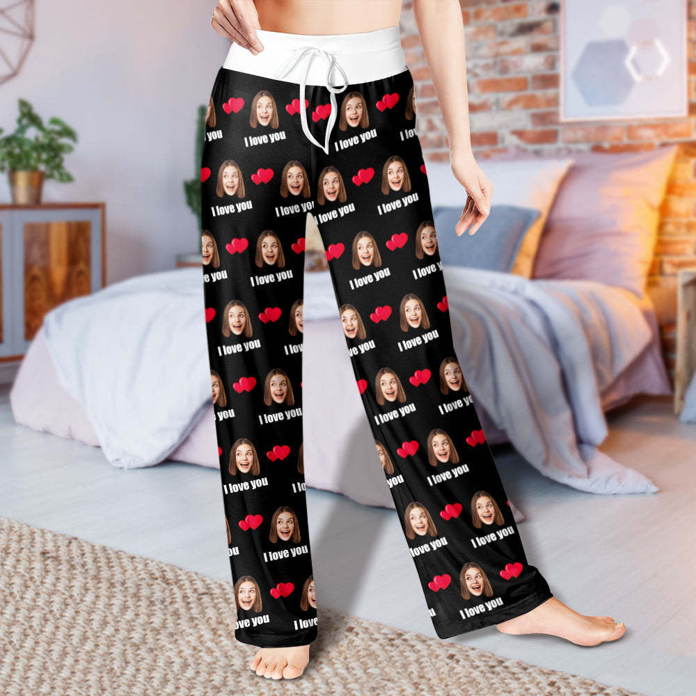 Custom Sleepwear Set With Face Customized Photo Pajamas Gifts for Her Heart & I love you
