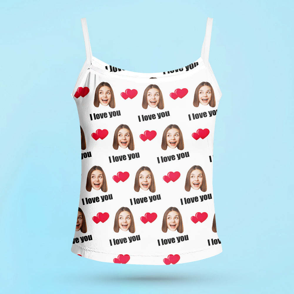 Custom Sleepwear Set With Face Customized Photo Pajamas Gifts for Her Heart & I love you