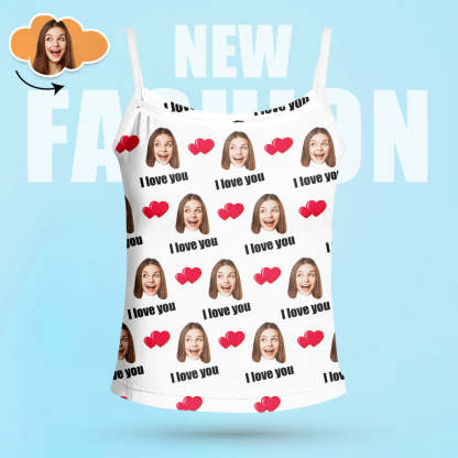 Custom Sleepwear Set With Face Customized Photo Pajamas Gifts for Her Heart & I love you