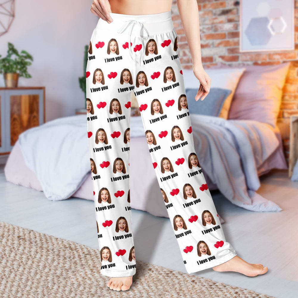 Custom Sleepwear Set With Face Customized Photo Pajamas Gifts for Her Heart & I love you