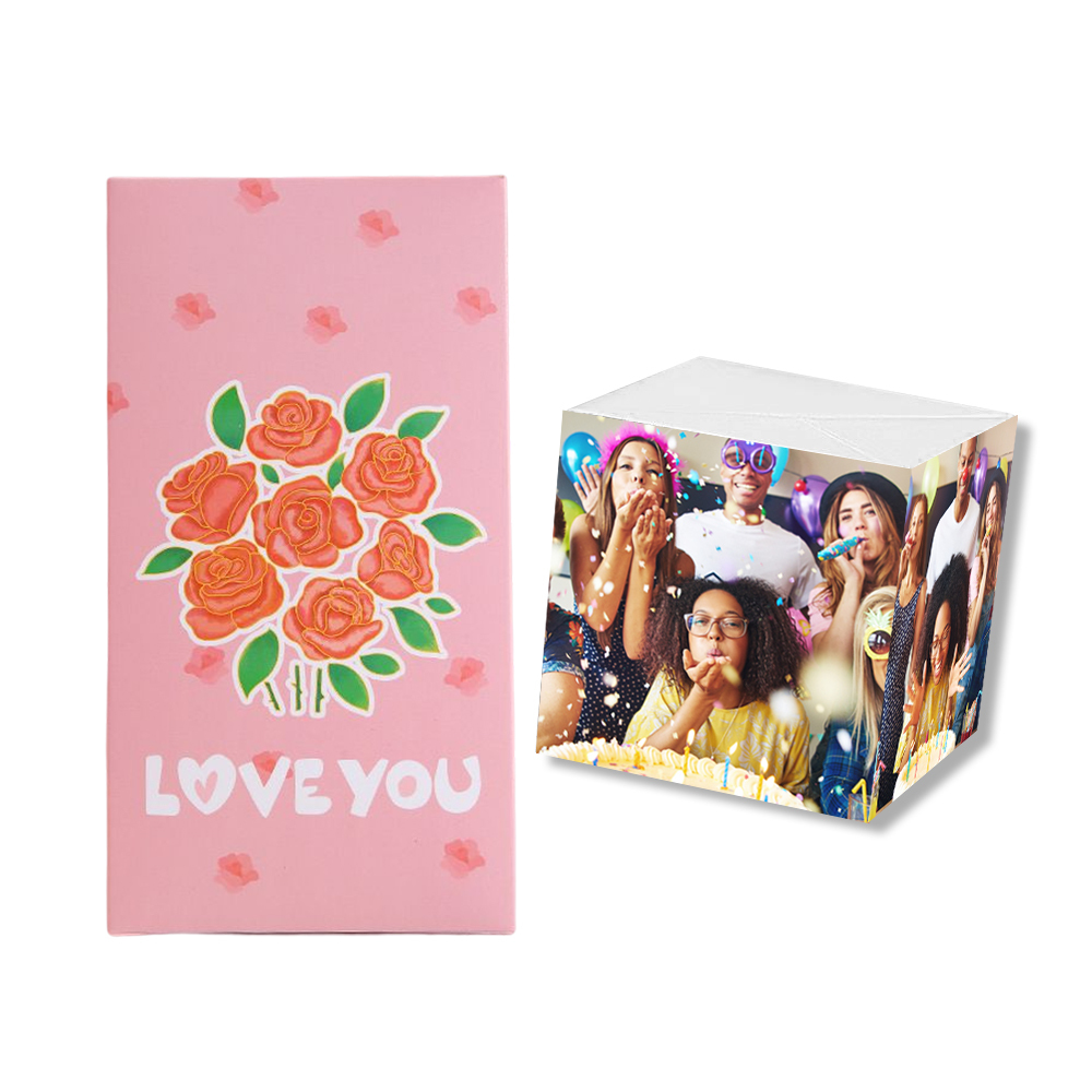 Custom Photo Surprise Box Personalized Text Surprise Explosion Bounce Box - LOVE YOU with Rose